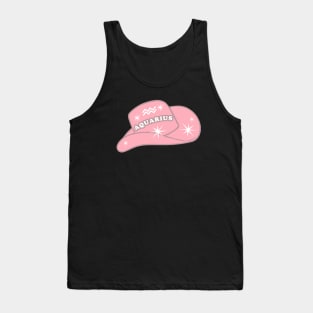 Aquarius - Pink Cowboy Hat Zodiac Sign Tank Top